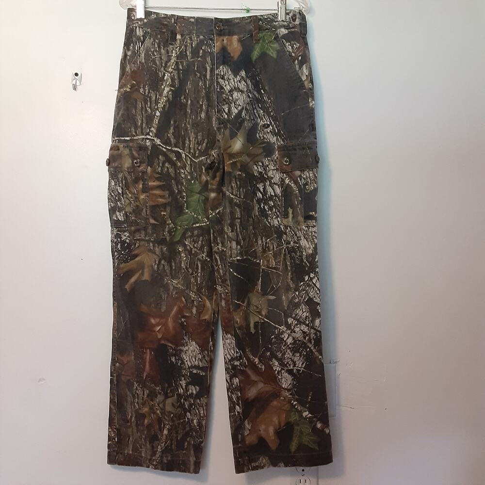 Russel Outdoors Mossy Oak Pants Youth XL Camouflage Midweight Cargo Adjustable